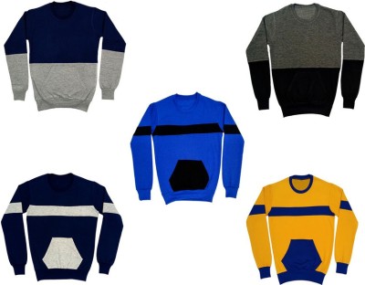Indistar Full Sleeve Solid, Color Block Boys Sweatshirt