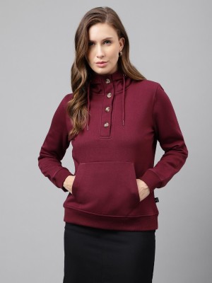 Hancock Full Sleeve Solid Women Sweatshirt