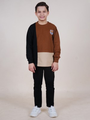 KiddoPanti Boys Casual Sweatshirt Jeans(Brown & Black)