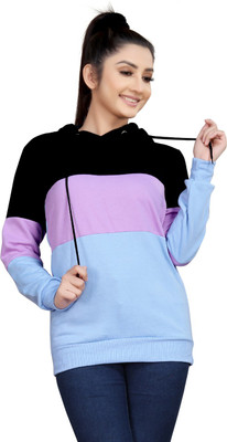 SHRIEZ Full Sleeve Color Block Women Sweatshirt