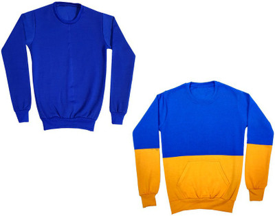 KAVYA Full Sleeve Solid, Color Block Boys Sweatshirt