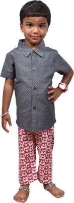 moghra Baby Boys & Baby Girls Printed Casual Grey Shirt