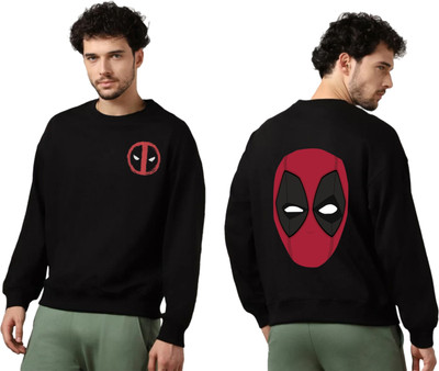 Joy nd Happinness Printed Round Neck Casual Men Black Sweater