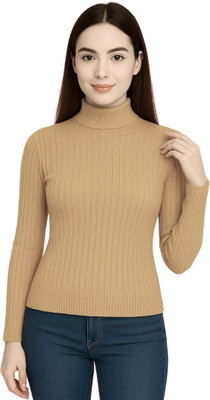 top ten Woven High Neck Casual Women Yellow Sweater