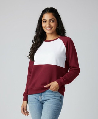 beauty maker Full Sleeve Color Block Women Sweatshirt