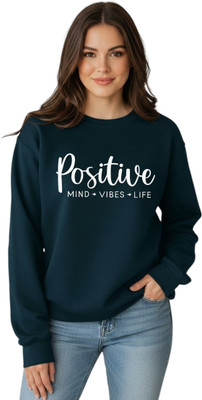 Stylezone Printed Round Neck Casual Women Dark Blue Sweater