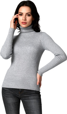 top ten Woven High Neck Casual Women Grey Sweater
