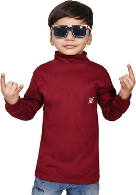 SelfiCollection Full Sleeve Solid Boys Sweatshirt