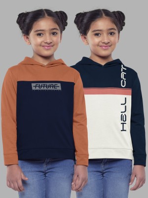 Hellcat Full Sleeve Printed, Color Block Girls Sweatshirt