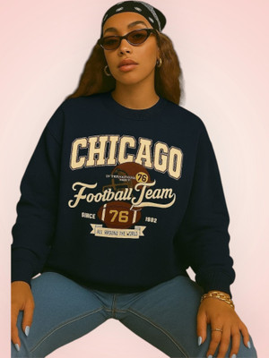HouseOfCommon Printed Round Neck Casual Women Black Sweater