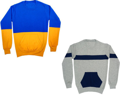 IndiWeaves Full Sleeve Color Block Boys Sweatshirt