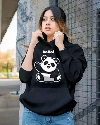 Panda Bear Full Sleeve Graphic Print Women Sweatshirt