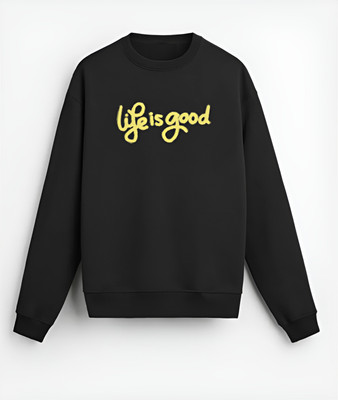 GLITO Printed, Self Design Round Neck Casual Men Reversible Black Sweater