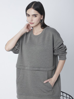 R&B Full Sleeve Solid Women Sweatshirt