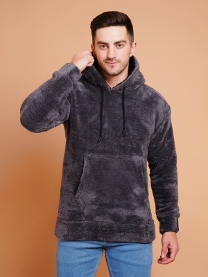 METRONAUT Velvet Hoodie for Men Full Sleeve Solid Men Sweatshirt