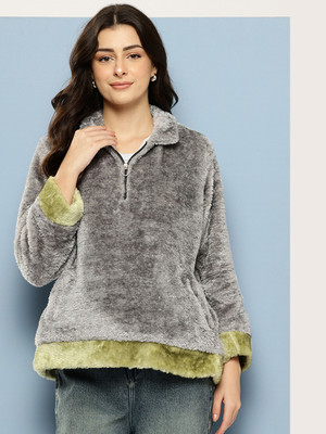 Aarika Full Sleeve Self Design Women Sweatshirt