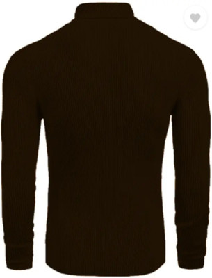 YCLUB Solid High Neck Casual Men Black Sweater