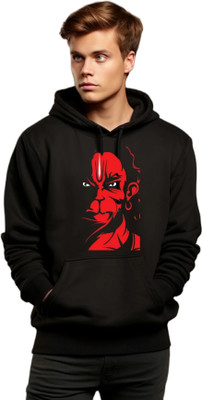 Joy nd Happinness Printed Hooded Neck Casual Men Black Sweater