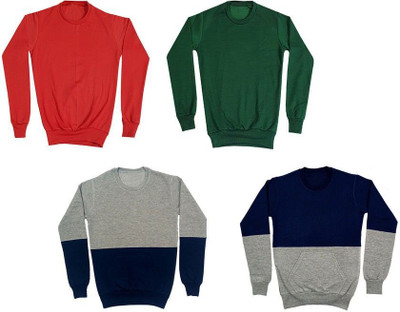 AE Trends Full Sleeve Solid, Color Block Boys Sweatshirt