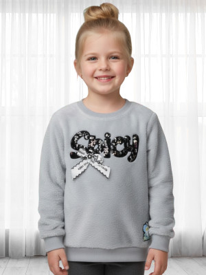 Pink Castle Full Sleeve Printed Girls Sweatshirt