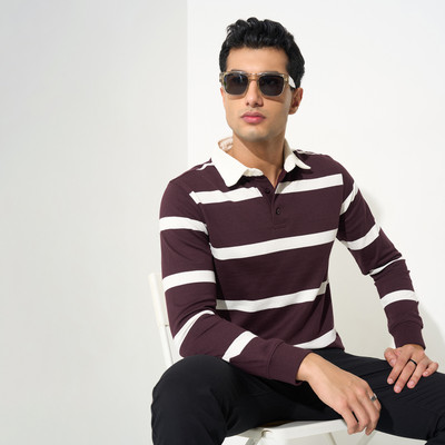 Peregrine by Pantaloons Full Sleeve Striped Men Sweatshirt