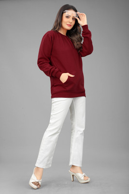 AVSENTERPRISE Full Sleeve Solid Women Sweatshirt