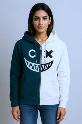 Try This Full Sleeve Printed, Color Block Women Sweatshirt