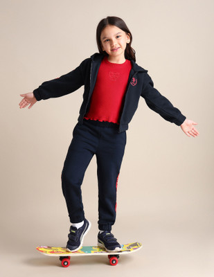 U.S. POLO ASSN. Full Sleeve Solid Baby Girls Sweatshirt