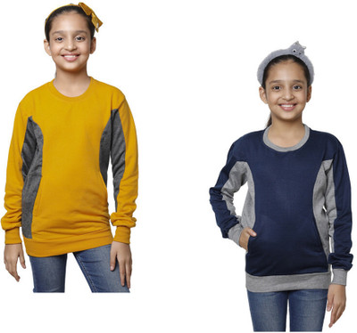 Indistar Full Sleeve Color Block Girls Sweatshirt