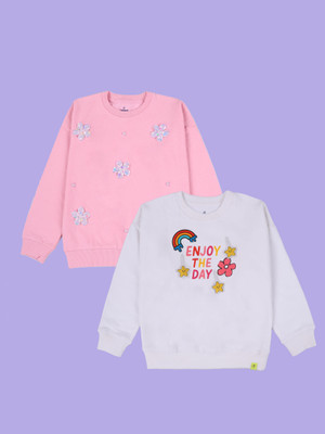 KiddoPanti Full Sleeve Self Design Girls Sweatshirt