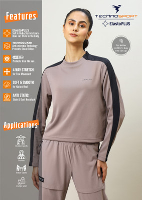 TECHNOSPORT Full Sleeve Solid Women Sweatshirt