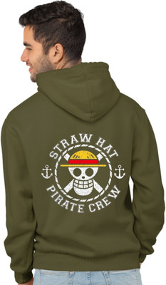 Joy nd Happinness Printed Hooded Neck Casual Men Dark Green Sweater