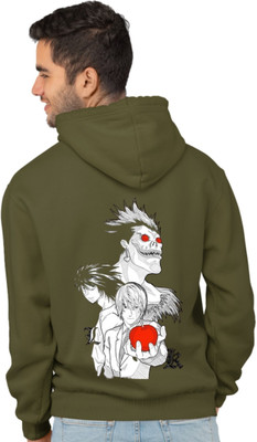 Joy nd Happinness Printed Hooded Neck Casual Men Dark Green Sweater