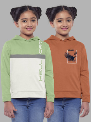 Hellcat Full Sleeve Color Block, Printed Girls Sweatshirt