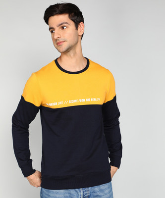 WROGN Full Sleeve Color Block Men Sweatshirt