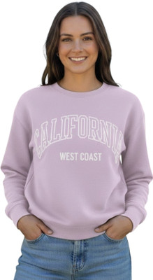 Elite Printed Round Neck Casual Women Purple Sweater
