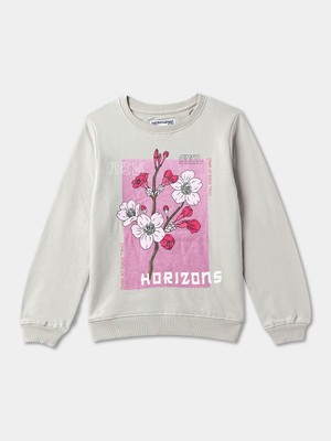 R&B Full Sleeve Printed Girls Sweatshirt