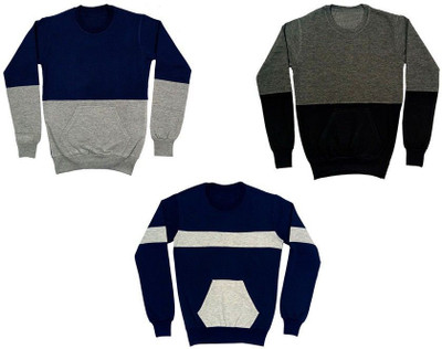 Inndistar Trend Full Sleeve Solid, Color Block Boys Sweatshirt
