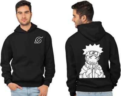 Joy nd Happinness Printed Hooded Neck Casual Men Black Sweater