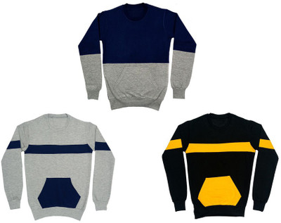 Indistar Full Sleeve Color Block Boys Sweatshirt