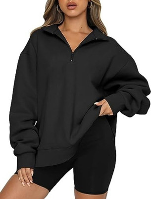 Lecowar Full Sleeve Solid Women Sweatshirt