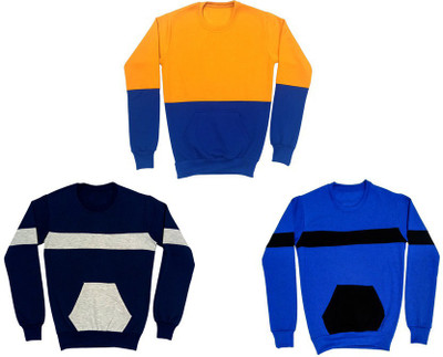Indistar Full Sleeve Color Block Boys Sweatshirt