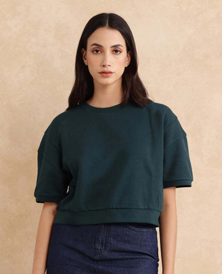 RAREISM Half Sleeve Solid Women Sweatshirt