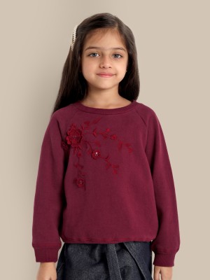 the tribe kids Full Sleeve Embroidered Girls Sweatshirt