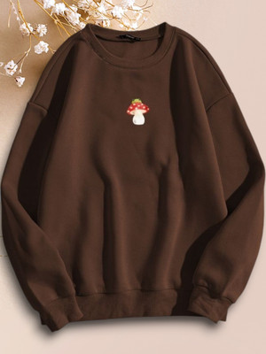 NEMOENTERPRISE Printed Round Neck Casual Women Brown Sweater