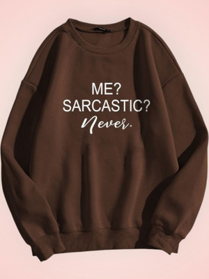 Draxstarfashion Printed Round Neck Casual Women Brown Sweater