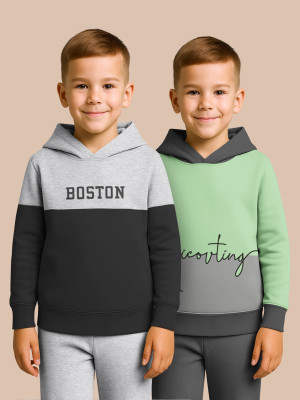 Hellcat Full Sleeve Printed, Color Block Boys Sweatshirt