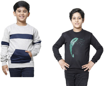 IndiWeaves Full Sleeve Color Block, Printed Boys Sweatshirt