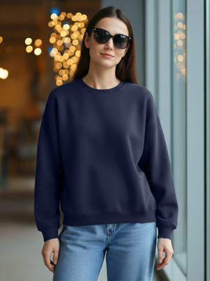 Leotude Full Sleeve Solid Women Sweatshirt