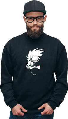 Joy nd Happinness Printed Hooded Neck Casual Men White, Black Sweater